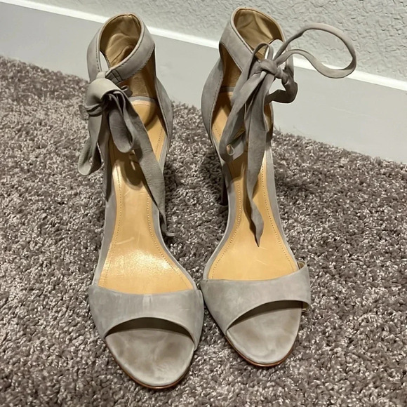 schutz taupe lace up ankle tie point heels - Picture 3 of 12